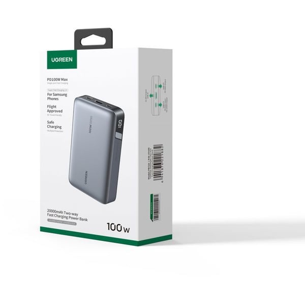 Extern batteri - UGREEN - 20,000 mAh - 100W - Version 2 - Grå
