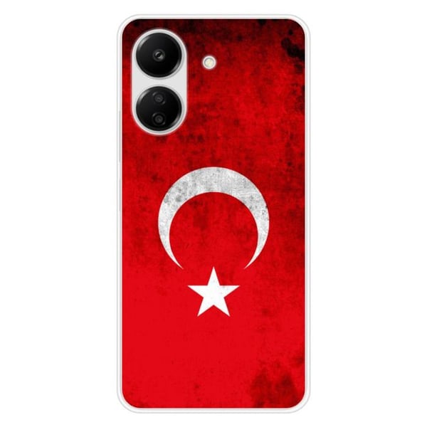 Tryckt silikonfodral som är kompatibelt med Xiaomi Redmi 13C 4G Türkiye-flaggan