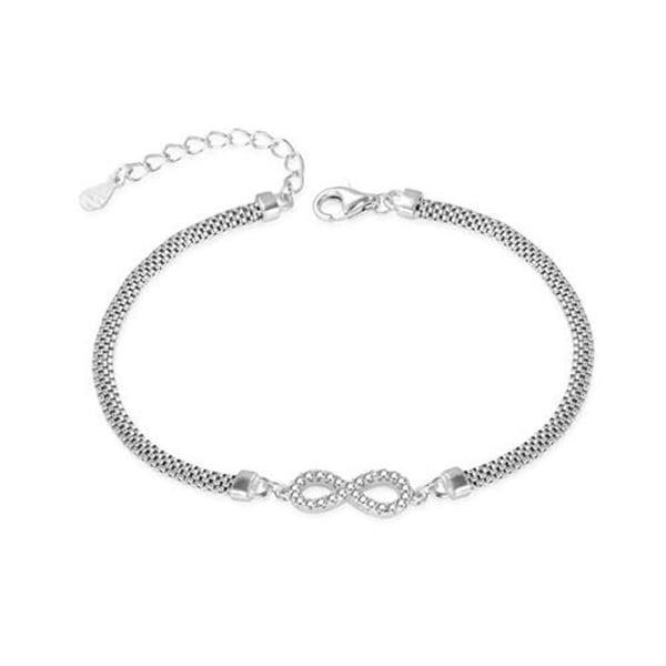 Armband - AGATO - AGB770/21 - Rhodinerad silver - Justerbar längd 17 cm - Kubiska zirkoner