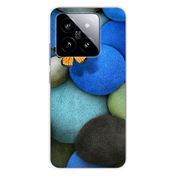 Siliconefodral - Kompatibel med Xiaomi 14 Pro - design med blå stenfjäril