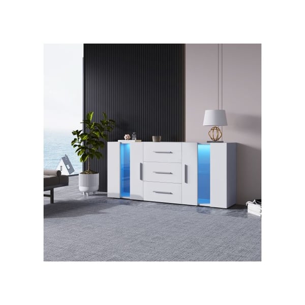 TV-opbevaringsmøbel - MUVOE - 140x35x70 cm - 16 multicolore LED-lys - Nem montering