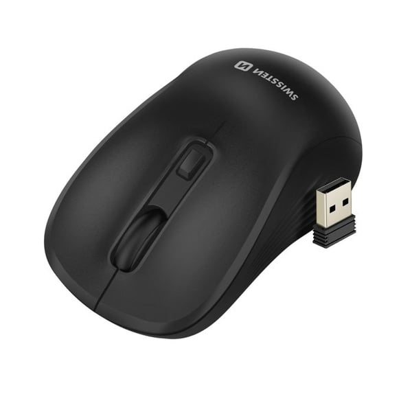 Trådlös mus - SWISSTEN - Svart - Justerbar DPI 1000-1200-1600 - Ergonomisk - Lång batteritid