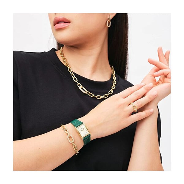 Lyxigt guldpläterat armband med Crystal Link-kristaller DW00400572 - Längd: 16,5 cm