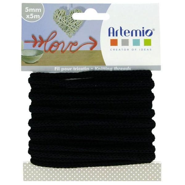 Fil tricotin - ARTEMIO - Svart - 5 meter - 5mm