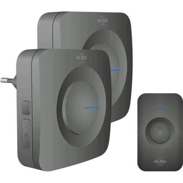 ELRO DB3000 trådlös dörrklocka - 1x batterimottagare + 1x plug-in - 64 melodier - Trådlöst avstånd: 300m - Svart