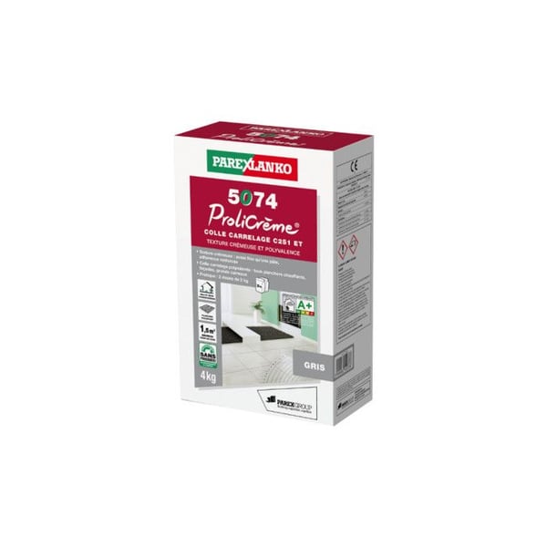 Colle carrelage polyvalente PAREXLANKO 5074 Prolicrème - Grå - 4 kg - L5074GRIS04
