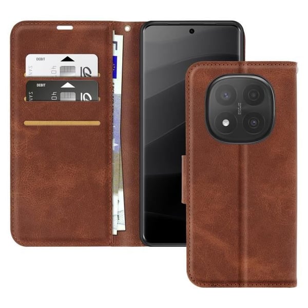 Smartphonefodral - AVIZAR - Redmi Note 14 Pro/Pro Plus - Plånbok - Mörkbrun - Rem inkluderad