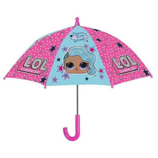 Paraply - Perletti - LOL - 66 cm - Glasfiber - Rosa/Blå