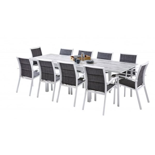 Trädgårdsmöbler Set ModuloWood T 6/10 + F 10 Deco Glas Trä Vit Wilsa Garden