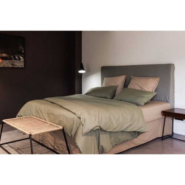 Drap housse percale av 100% kamgarnat bomull med lange fibre 80 tråder/cm² med 35 cm lommedybd Vent du sud - Marine - 180 x 200 cm med forsterkning p