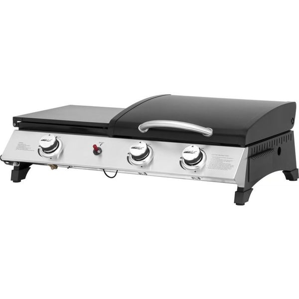 Gasolgrill/planchapanna 2 i 1 - 3 brännare - Svart - 79x49x25 cm