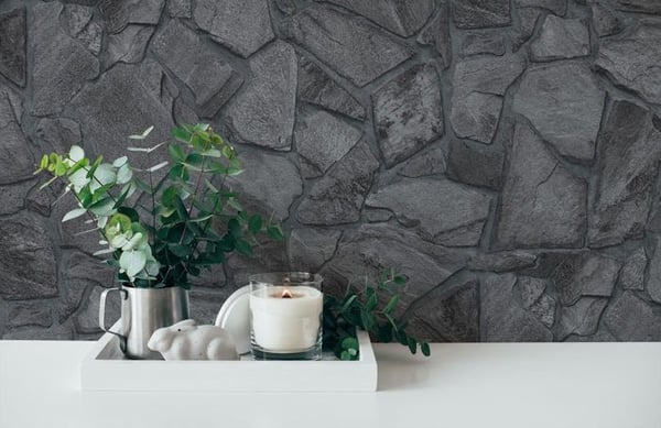 Non-woven tapeter - svart - stenimitation - Mönstrade tapeter - Elements II - A.S