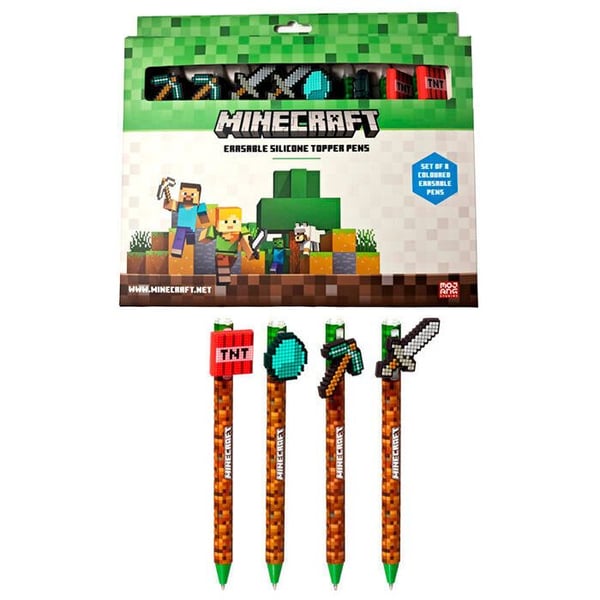 Utplåningspenna - PUCKATOR - Minecraft - Set om 8 - Flytande skrivning - Flera färger