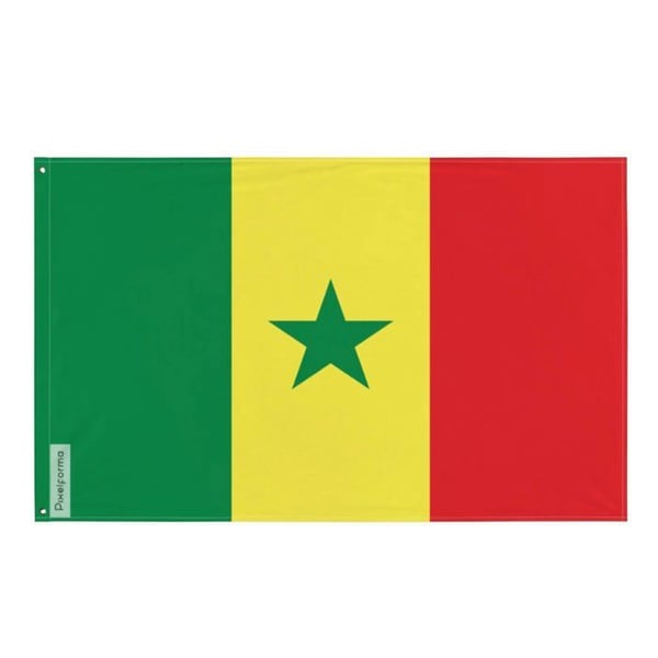Senegals flagga – 60 x 90 cm – Hållbar polyester – 2 metalöljetter – Inomhus / Utomhus – Pixelforma