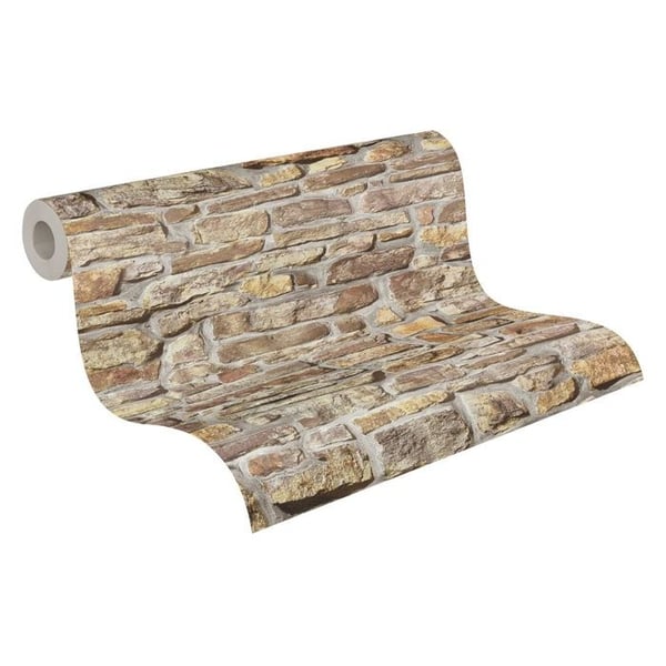 Non-woven tapeter - beige - stenimitation - Mönstrade tapeter - Elements II - A.S Création