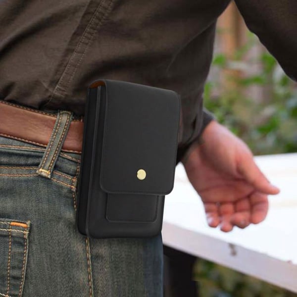 Smartphone Bälte Fodral - AVIZAR - Multipocket - Svart - Magnetisk - Halvstyv