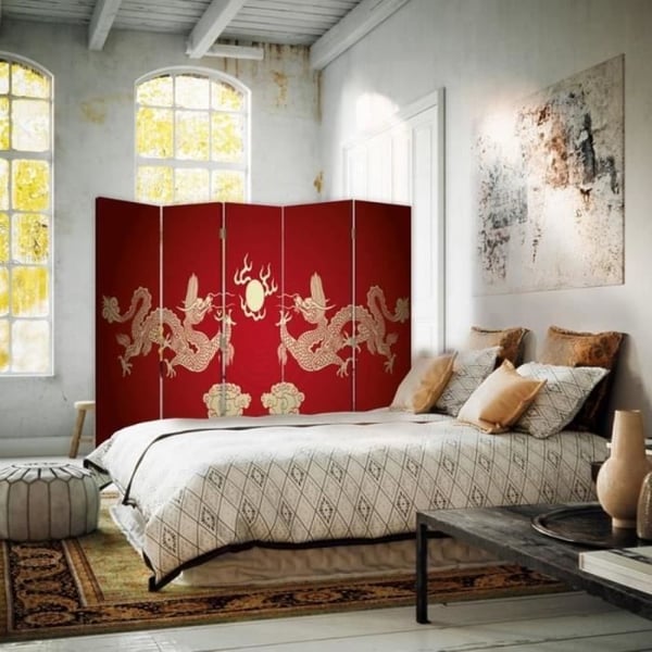 Legendarte - Skärm - Skiljevägg med dubbelsidigt tryck Chinese Dragon cm. 180x170 (5x)