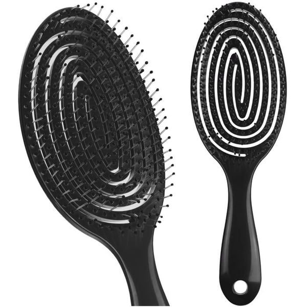 Hårborste - SVART - Utredande - Antistatisk - Flexibel - Ergonomisk