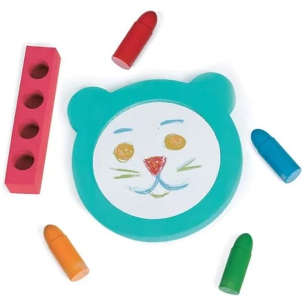 LUDI - Aquacolor Box - Bath Coloring Game - 4 raderbara kritor + 1 mjuk spegel - från 10 månader