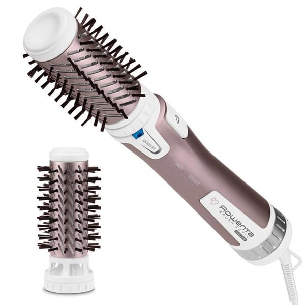 Rowenta Rotating Hair Brush with Natural Bristles, 2 Brushes with Coating for All Hair Types CF9540F0