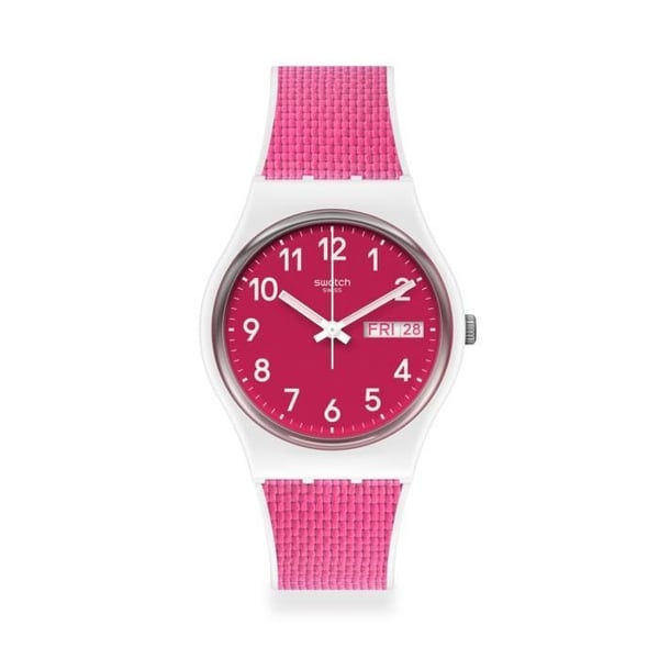 Klocka - SWATCH - Berry Light 2020 - Silikon och textil - Quartz Swiss Made - Dam