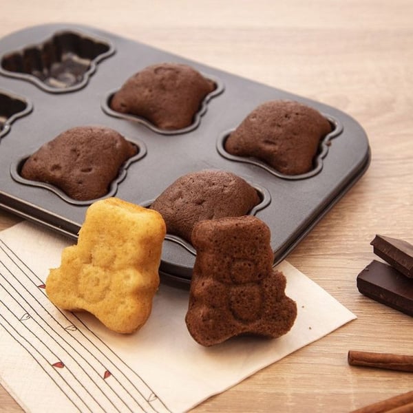 Småkageform - ORION - Teddybjørn - Kulstofstål - Non-stick - 6 bjørne