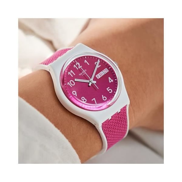 Klocka - SWATCH - Berry Light 2020 - Silikon och textil - Quartz Swiss Made - Dam