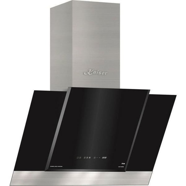Kaiser Vinklad väggmonterad fläkt 80 cm AT 8438 Fläkt GRAND CHEF • Svart glas • FullTouch • 910 m³/h • Utsugning/återvinning