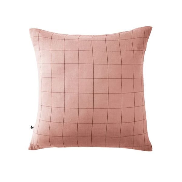 Tyngd av kuddöverdrag Vävning-färgat stort rutig Deko "Gaïa Match" 60 x 60 cm & 50 x 70 cm "Bomullsgaze" - Gaïa Match Rosa Persika - 60 x