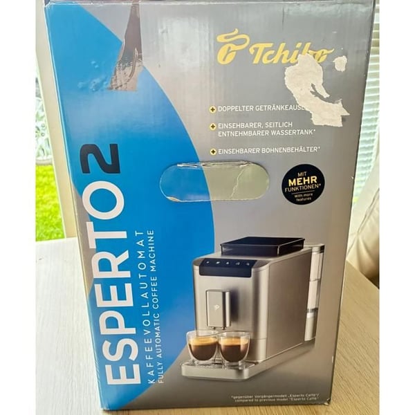 Tchibo Esperto2 Caffè 2.0 Titanium Silver - 19 bar, inoxkvarn 300 g, tank 1,4 L