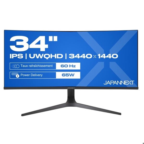 Kontorsmonitor - JAPANNEXT - JN-IPS340UWQHD60C-C65W-HS - 34" böjd - IPS-panel - USB-C 65W
