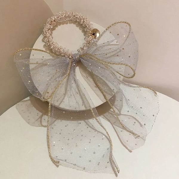 Chouchou - AVIZAR - Chic - Luminösa Pärlor - Tyllrosett - Vit
