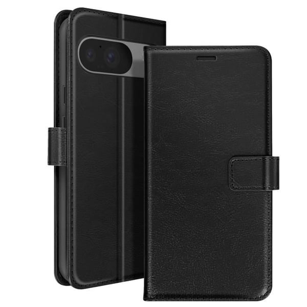 Fodral för Google Pixel 9/9 Pro - MAYAXESS - Ekoklädsel - Videostöd - Kortfack - Svart