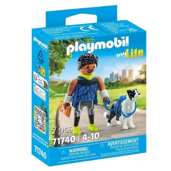 Sportfigur med hund - PLAYMOBIL - PLAYMOBIL 71740 - Sportig man med Border Collie - 7 delar - 1 figur
