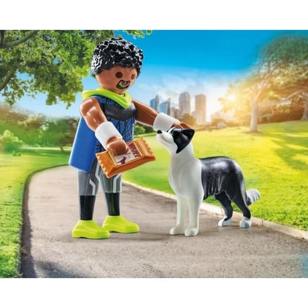 Sportfigur med hund - PLAYMOBIL - PLAYMOBIL 71740 - Sportig man med Border Collie - 7 delar - 1 figur