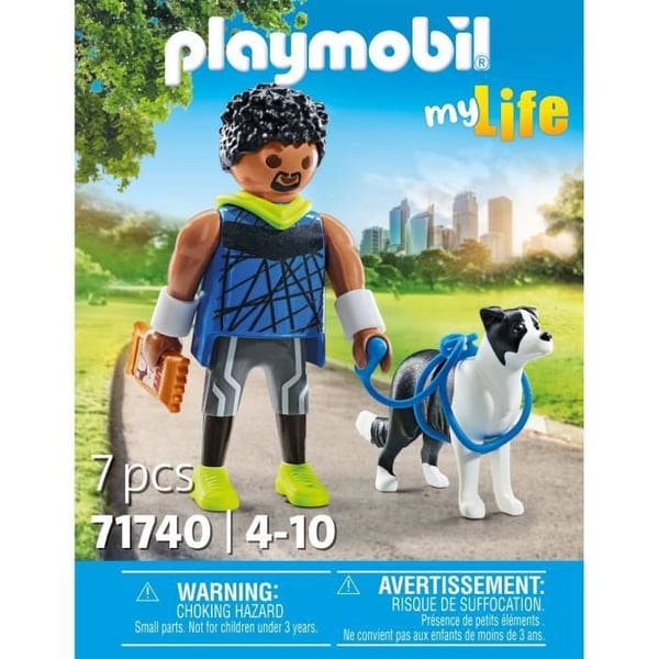 Sportfigur med hund - PLAYMOBIL - PLAYMOBIL 71740 - Sportig man med Border Collie - 7 delar - 1 figur