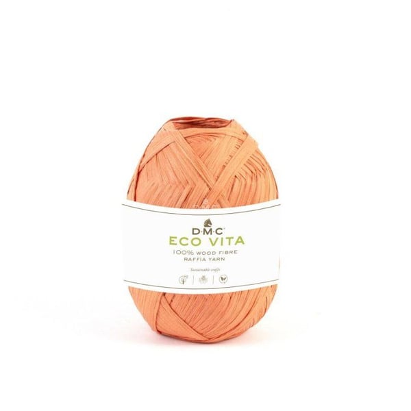 DMC - Raphia Eco Vita Raffia 50g Trikå Virkning Vävning Makramé Col. 010 orange