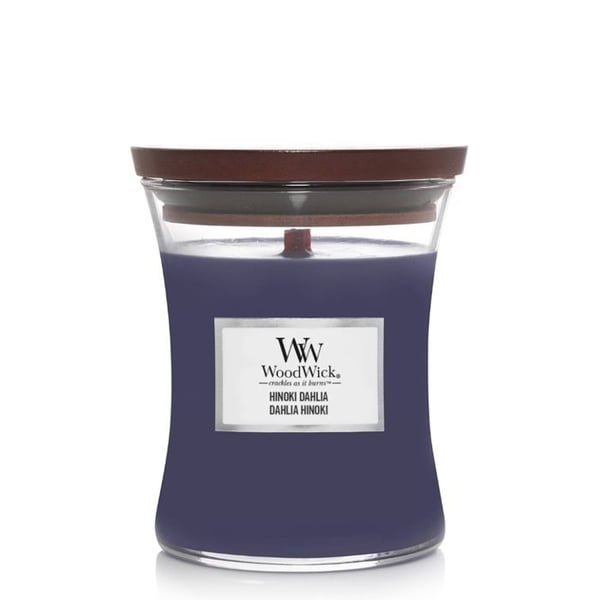 Doftljus - WOODWICK - Hinoki Dahlia - Lila - Glas - Nutida
