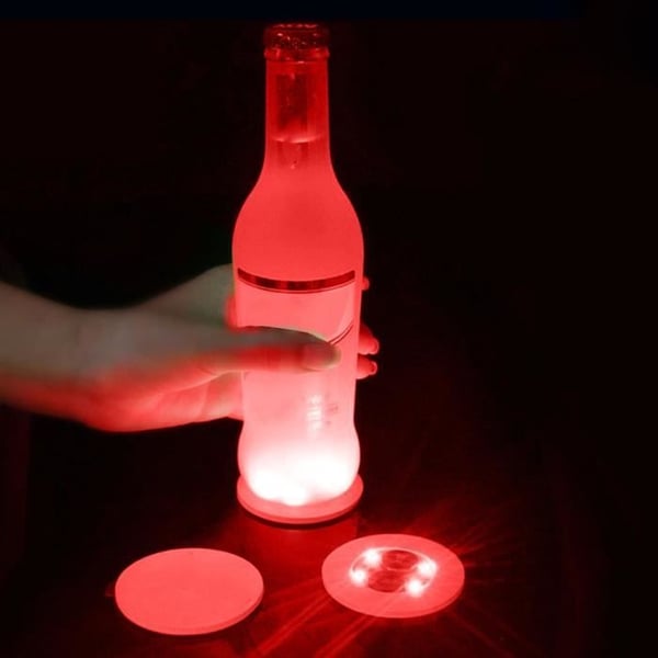 PLACEMAT, röd--Mini Led Light Up Coaster, självlysande klistermärken för julflaska, nattklubb, bar, vas