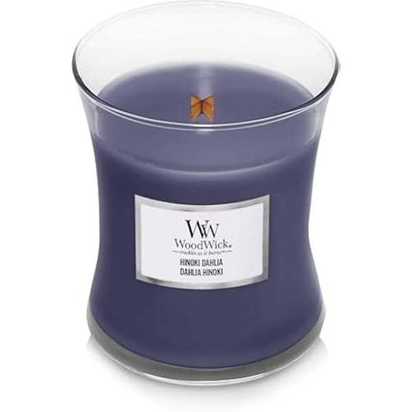 Doftljus - WOODWICK - Hinoki Dahlia - Lila - Glas - Nutida