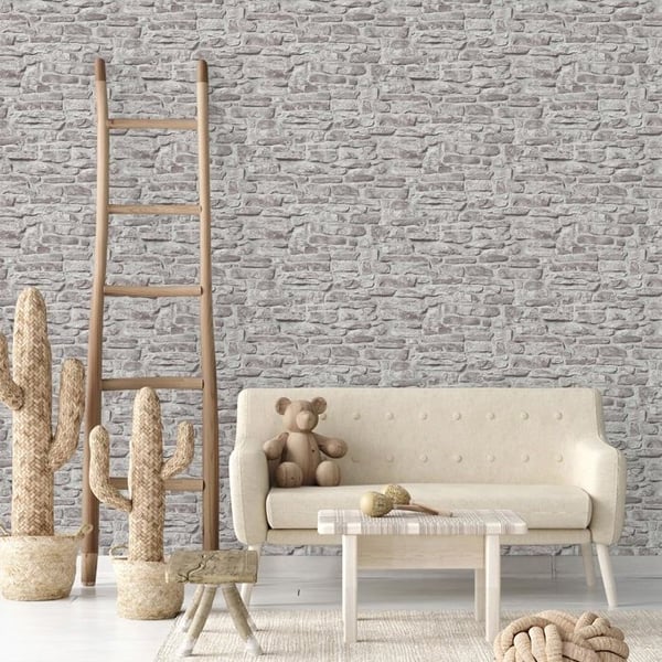 Non-woven tapeter - grå - stenimitation - Mönstrade tapeter - Elements II - A.S Création