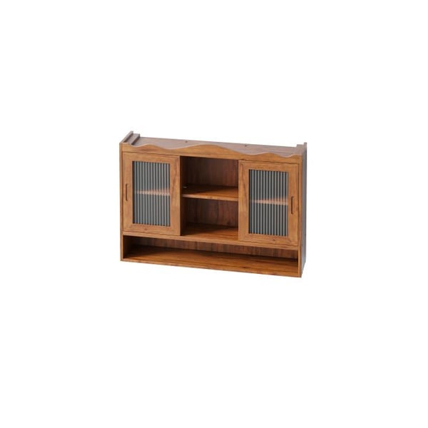 Skab - MUVOE - 90 cm - Dobbelt skydedør - Massivt træ - Brun