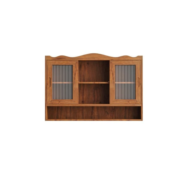 Skab - MUVOE - 90 cm - Dobbelt skydedør - Massivt træ - Brun