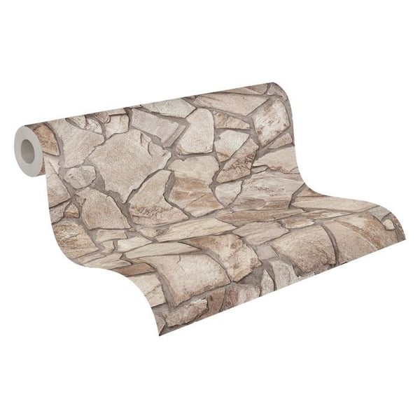 Non-woven tapeter - brun - stenimitation - Mönstrade tapeter - Elements II - A.S. Création