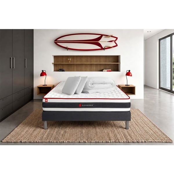 Pack madrass ENERGY - SOMNESS - 180x200 cm - Fjädrar i påse - Minnesskum - 2 kuddar