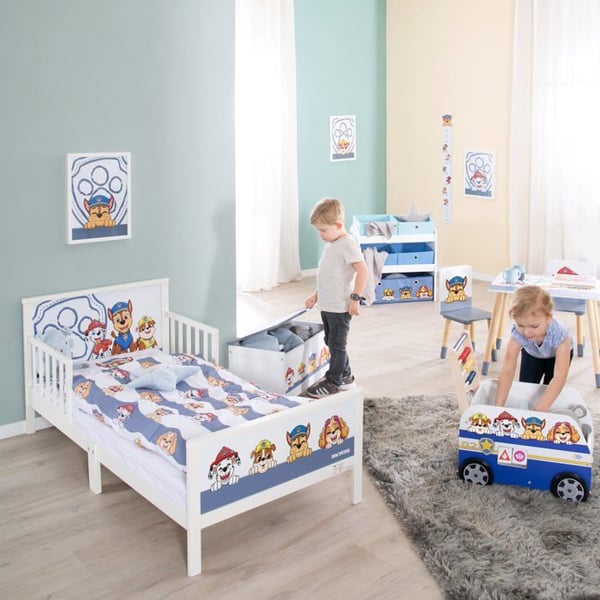 Säng Barn 2-7 År med Skyddsgaller + Sängset ROBA Paw Patrol - Vit - 70x140 cm