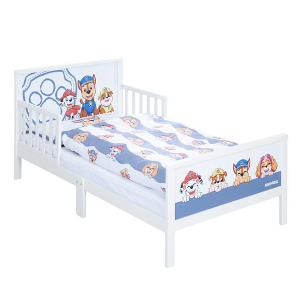 Säng Barn 2-7 År med Skyddsgaller + Sängset ROBA Paw Patrol - Vit - 70x140 cm