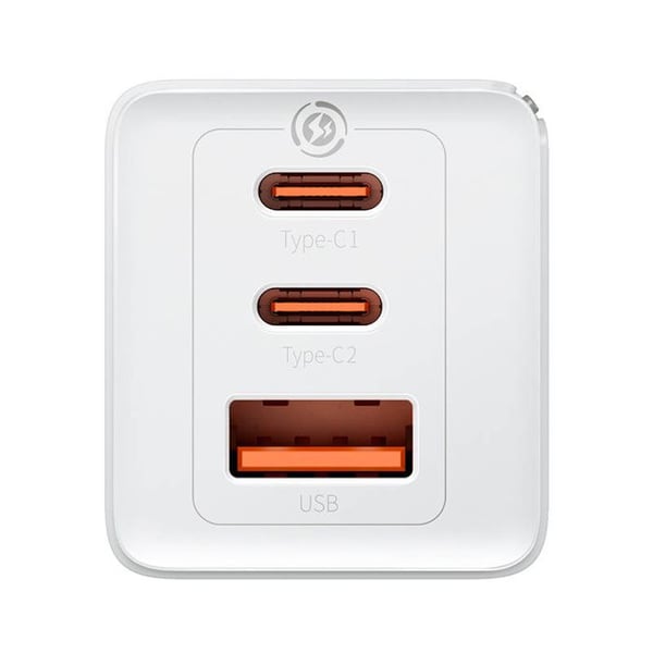 Laddare - BASEUS - GaN5 Pro - 2xUSB-C + USB - 65W - Vit