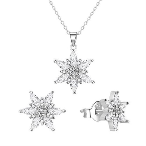 Smycken i silver - AGATO - Snöflingor - Kubisk zirkon - 42 cm justerbar - Kvinna