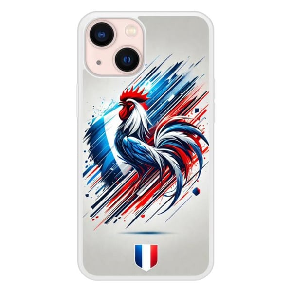 Förstärkt silikonetui med tryck kompatibelt med Apple iPhone 13 Mini Coq Français